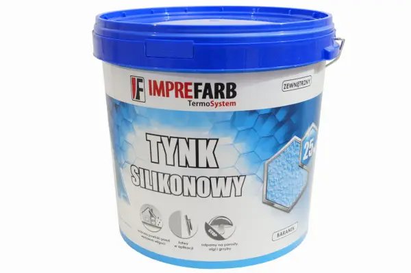 Wiadro tynku silikonowego Imprefarb. Sprawdź atrakcyjną cenę za m2 robocizny dla tego produktu.