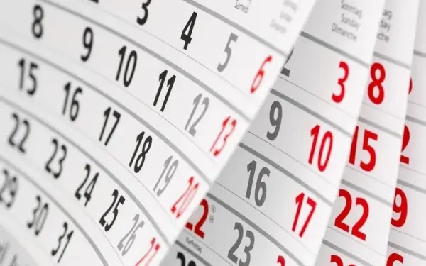 Pagine di un calendario che mostrano i numeri dei giorni, utili per il calcolo giorni mancanti.