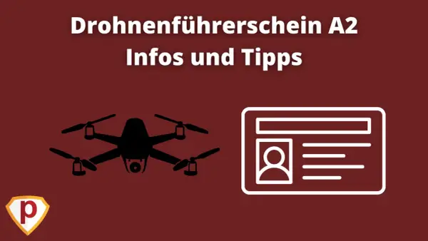 Drohnenführerschein A2: Infos & Tipps. Silhouette einer Drohne und eines Ausweisdokuments, das für das fernpilotenzeugnis steht.