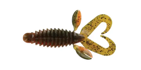 Przynęta Robinson Big Mama, imitująca raka, w kolorze zielono-brązowym z czarnymi kropkami.