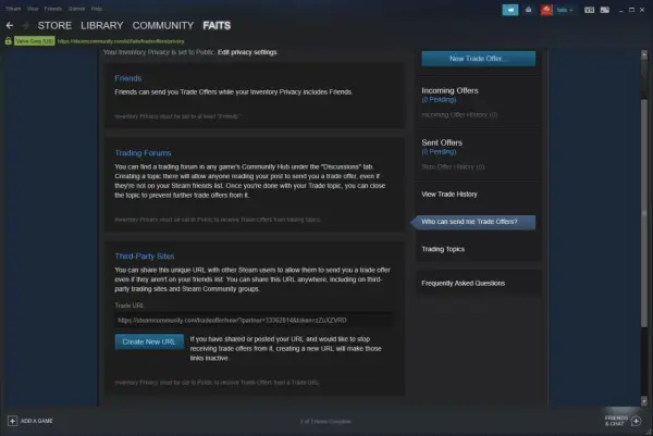 Jak sprawdzić Steam Trade URL? Na stronie ustawień prywatności Steam znajdziesz swój unikalny adres URL do ofert wymiany.