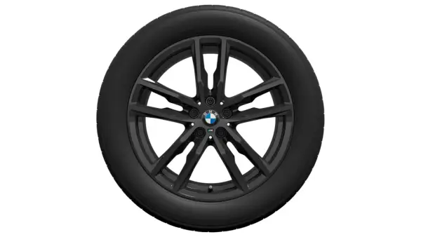 Cerchi BMW 19 M Sport originali, neri, con design a 5 razze sdoppiate e logo M.