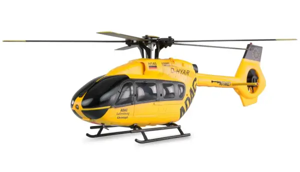 Gelber Rettungshubschrauber "Christoph" mit ADAC-Aufschrift. Ideal für einen rc flugsimulator kostenlos.