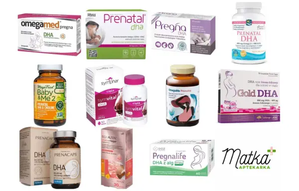 Suplementy z DHA dla kobiet w ciąży i karmiących: Pregna DHA, Gold DHA, Symvital DHA, Pregnalife DHA z alg.