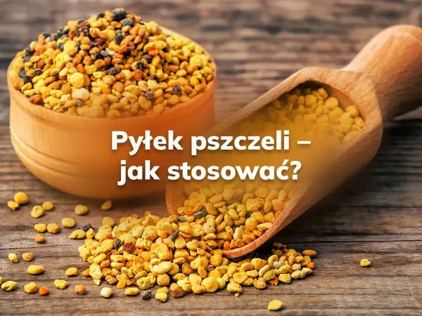 Złocisty pyłek pszczeli, który możesz stosować forever, rozsypany na drewnianym blacie.