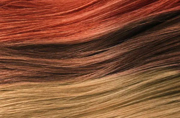 Piękne dekoloryzacja włosów efekty: od rudego przez brązowy po blond. Gradacja kolorów na włosach.