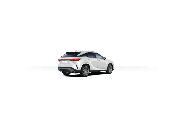 Biały Lexus RX z tyłu, z widocznymi światłami i felgami. Sprawdź jego wymiary, by dopasować do swoich potrzeb.