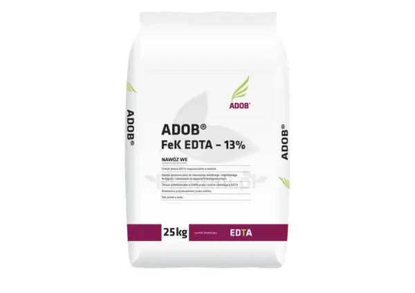 Worek nawozu ADOB® FeK EDTA 13% z naturalnym żelazem dla roślin, 25 kg.