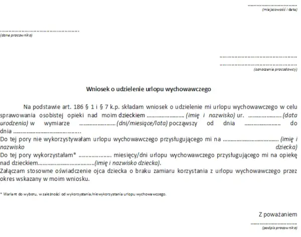 Wzór wniosku o urlop wychowawczy: Jak napisać prawidłowo i skutecznie