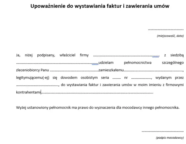 Poznaj prosty i bezpieczny wzór upoważnienia do wystawiania faktur - poradnik