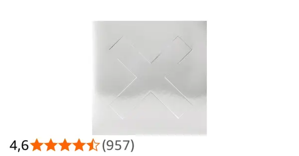 La couverture argentée minimaliste d'un des albums de The xx, avec un grand "X" en relief.