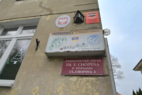 Przedszkole nr 69 im. F. Chopina w Poznaniu, ul. Chopina 3. Kierunkowy Poznań.
