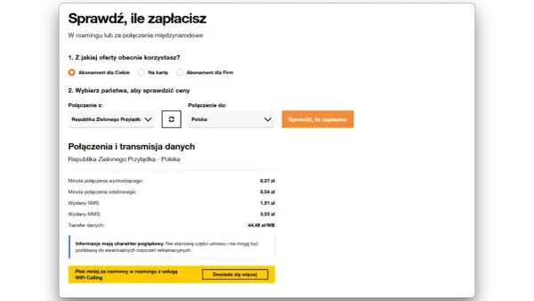 Jak wykupić pakiet internetu w roamingu Orange? Sprawdź ceny połączeń z Zielonego Przylądka do Polski.