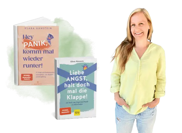 Klara Hanstein präsentiert ihre Bücher "Hey Panik, komm mal wieder runter!" und "Liebe Angst, halt doch mal die Klappe!".