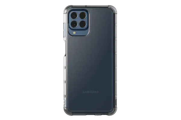 Przezroczyste etui ochronne na Samsung Galaxy M33 5G z wzmocnionymi narożnikami.