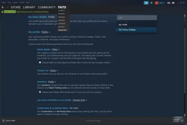 Ustawienia prywatności Steam. Dowiedz się, jak uzupełnić trade url, zarządzając widocznością swojego profilu, listy znajomych i ekwipunku.