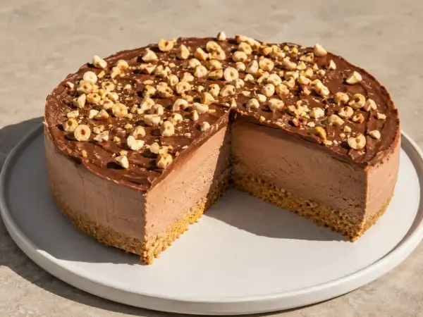 Chokladkaka med hasselnötter, perfekt för ett Nutella recept. En krämig fyllning och krispig botten.