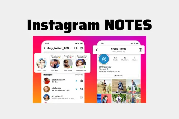 Zrzut ekranu z Instagrama pokazujący funkcję "Notatki na IG" oraz profil grupy OOTD Everyday.
