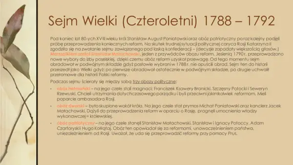 Kiedy obradował w Polsce sejm czteroletni i jakie miał znaczenie