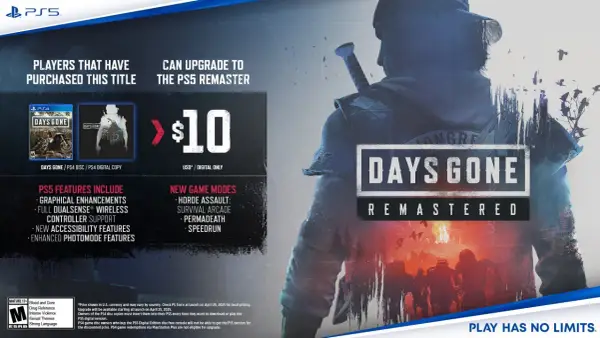 Days Gone Remastered na PS5. Ulepszenie za 10 USD dla posiadaczy PS4. Nowe tryby gry i ulepszenia graficzne.