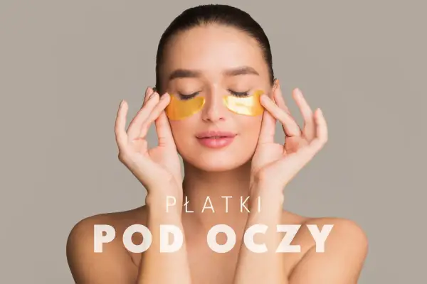 Kobieta z płatkami pod oczy, które dodają blasku. Czy stosujesz je rano czy wieczorem?
