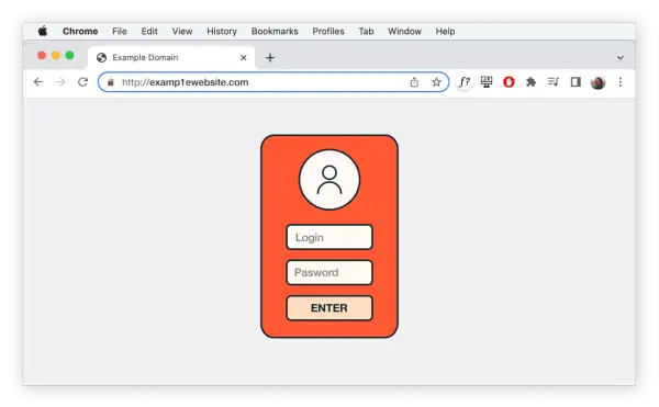 Ein Browserfenster zeigt eine gefälschte Login-Seite. Dies ist ein Beispiel für Pharming, bei dem Nutzer auf betrügerische Weise zu gefälschten Websites gelockt werden.