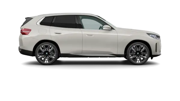 El mejor BMW, un SUV blanco elegante con llantas deportivas, se presenta en un fondo negro, listo para la aventura.
