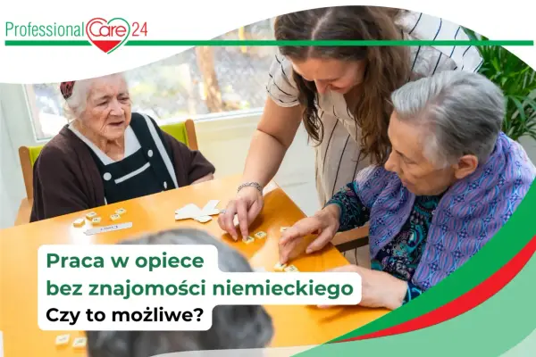 Opiekunki grają w gry planszowe z seniorami. Czy praca w opiece w Niemczech bez języka jest możliwa?