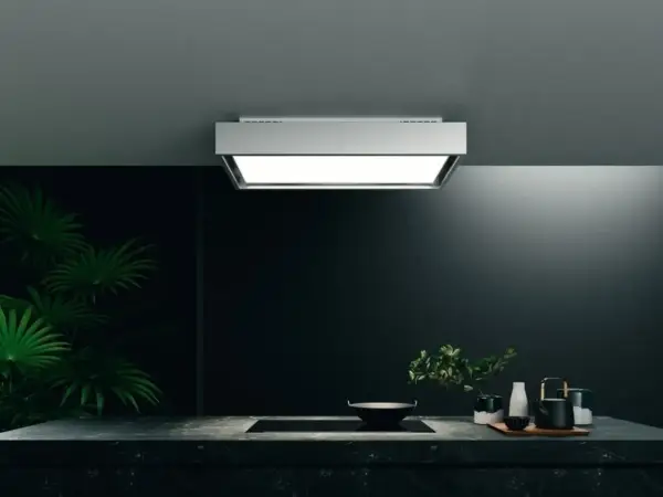Cappa a soffitto in cartongesso, design moderno, illumina la cucina con stile.