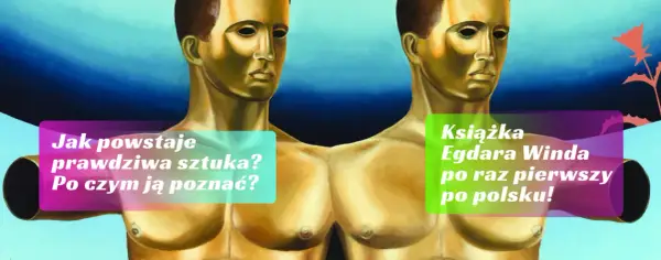 Złote posągi mężczyzn, jeden z nich trzyma książkę "Egdara Winda po raz pierwszy po polsku!".