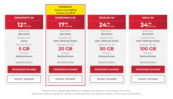 T-Mobile abonament za 25 zł to oferta Idealna 5G z 50 GB internetu. Dostępne też inne pakiety.