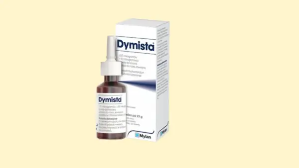 Dymista - spray do nosa w buteleczce i pudełku. Pomaga przy problemach z zatokami.