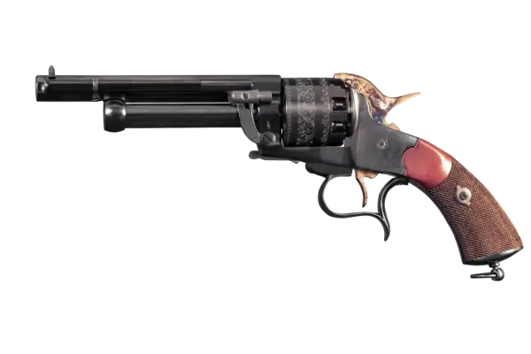 Pistolet à poudre noire orné, un objet d'art dont la législation est complexe.