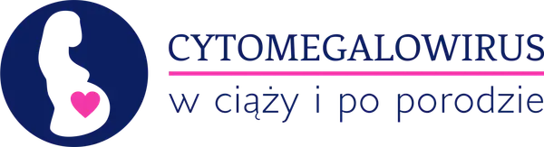 Grafika przedstawia sylwetkę kobiety w ciąży z sercem, obok napis "CYTOMEGALOWIRUS w ciąży i po porodzie".