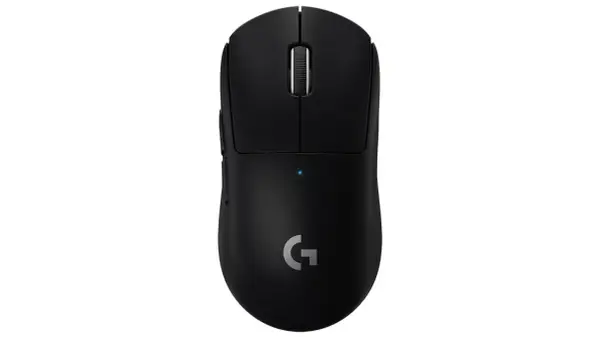 Czarna, ergonomiczna myszka gamingowa z logo G. Idealna do gier, zapewnia precyzję i komfort.
