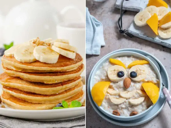 Deliciosos desayunos para niños: tortitas con plátano y avena con forma de búho, ¡una forma divertida de empezar el día!