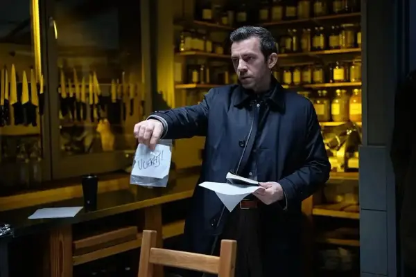 Mężczyzna w ciemnym płaszczu trzyma woreczek z napisem "Uciekaj!". Czy to wskazówka z serialu "Nieobecni", kiedy?