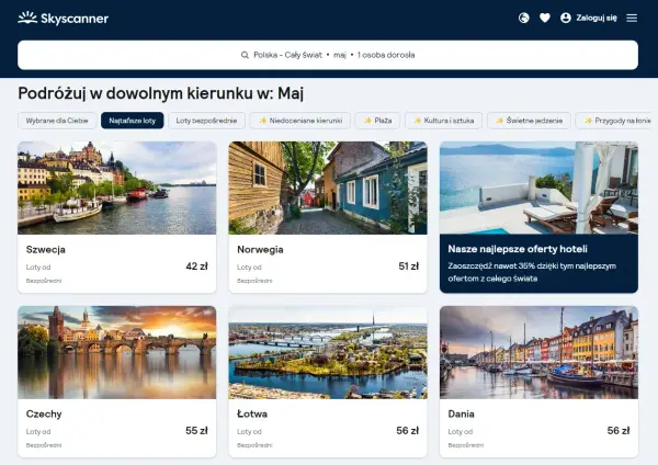 Tanie loty na majówkę do Szwecji (42 zł), Norwegii (51 zł), Czech (55 zł), Łotwy (56 zł) i Danii (56 zł).