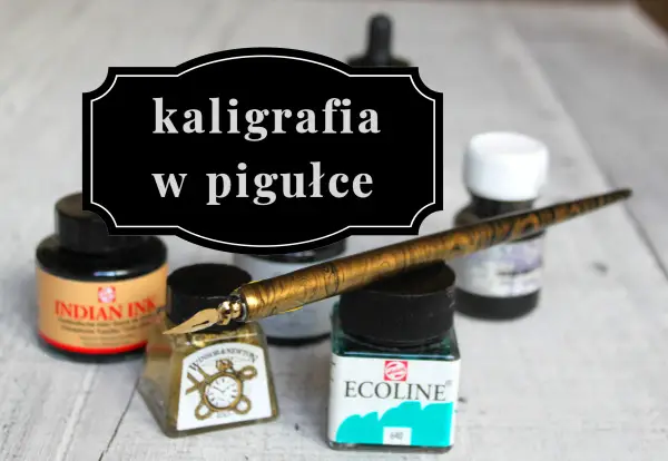 Zestaw do kaligrafii: pióro, tusze Indian Ink, Winsor & Newton, Ecoline. Litera F kaligrafia w pigułce.