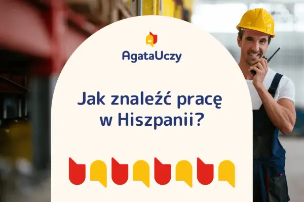 Uśmiechnięty pracownik w kasku i ogrodniczkach z krótkofalówką. Jak znaleźć pracę w Hiszpanii? AgataUczy.