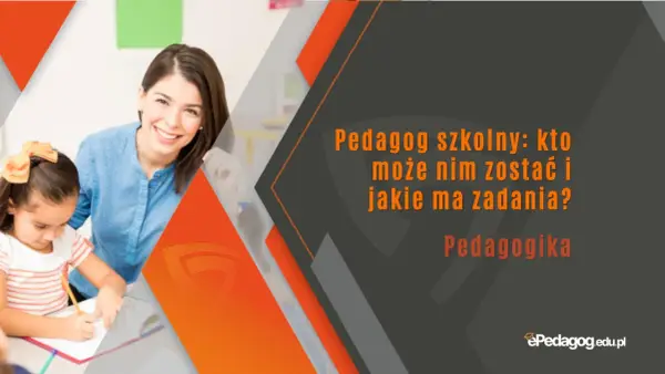 Uśmiechnięta pedagog szkolny pomaga dziecku w nauce. Dowiedz się, jakie kwalifikacje są potrzebne, by zostać pedagogiem szkolnym i jakie ma zadania.