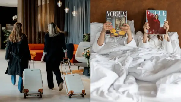 Przyjaciółki rozpoczynają swój weekend spa na Dolnym Śląsku. Po przybyciu relaksują się w łóżku z magazynami Vogue.