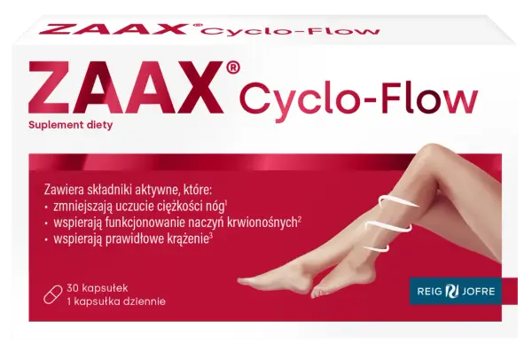 ZAAX Cyclo-Flow – najlepsza maść na obrzęki nóg. Zmniejsza ciężkość, wspiera naczynia i krążenie. 30 kapsułek.