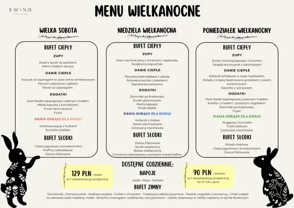 Nowoczesne potrawy wielkanocne: menu na Wielką Sobotę, Niedzielę i Poniedziałek Wielkanocny z bogatym wyborem zup, dań głównych, dodatków i deserów.