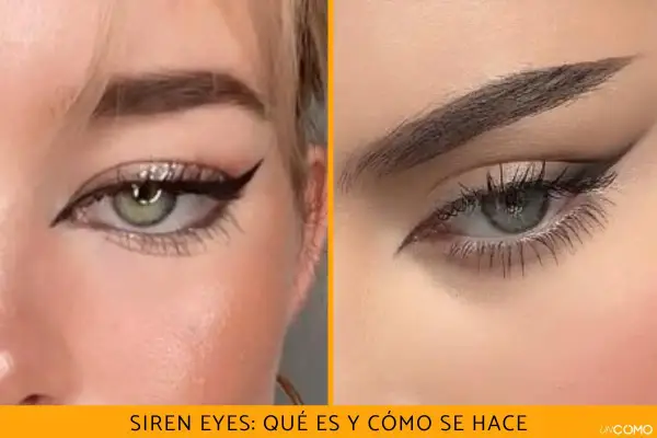 Ojos sirena con delineado dramático y pestañas largas. Un look cautivador que realza la mirada.