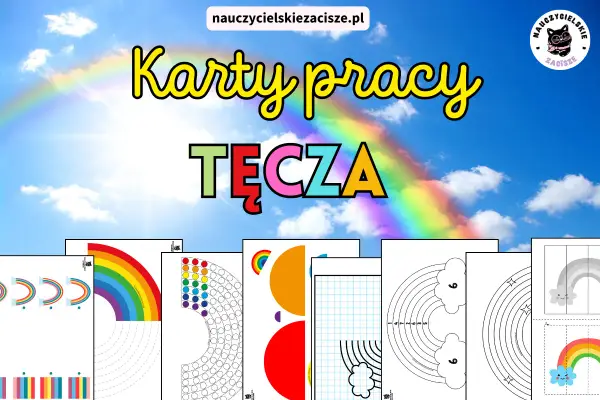Karty pracy z tęczą na niebie. Kolorowe arkusze do nauki i zabawy, idealne na dzień tęczy.