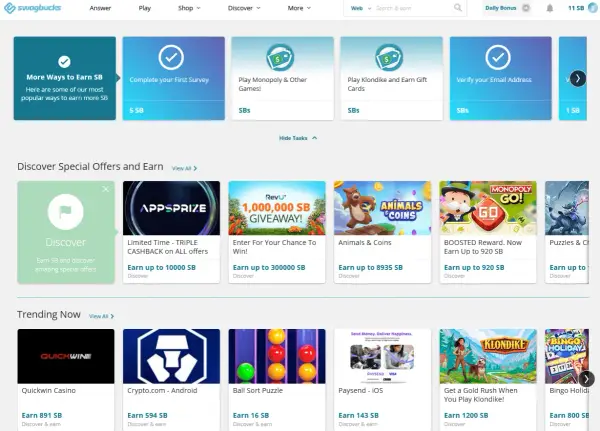 Gry do zarabiania pieniędzy: graj w Monopoly, Animals & Coins, Klondike i inne gry, aby zdobywać punkty SB.
