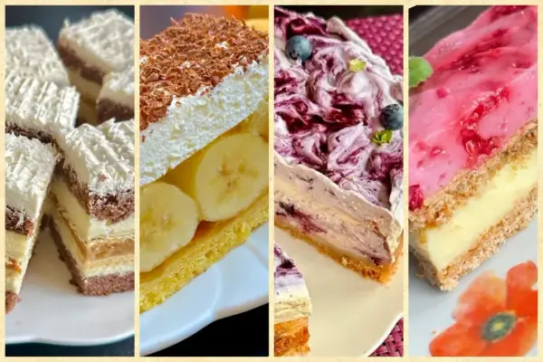 Pyszne niespotykane ciasta: kokosowe, bananowe z czekoladą, jagodowe i malinowe. Każde kusi wyglądem i smakiem.