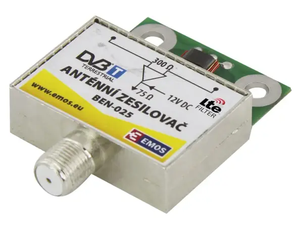 Wzmacniacz antenowy DVB-T z filtrem LTE. Sprawdź, jak działa ten wzmacniacz antenowy, zasilany 12V DC.