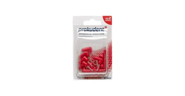 Opakowanie z czerwonymi szczoteczkami międzyzębowymi Prokudent, rozmiar ISO 2.